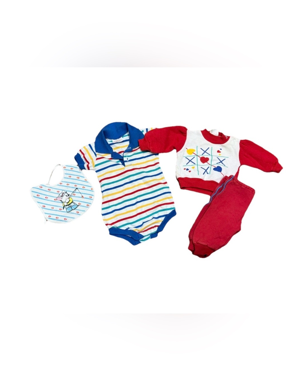 Vintage 90s Baby Bundle Sweatshirt Pants One Piece Bib Unisex 0-6 months